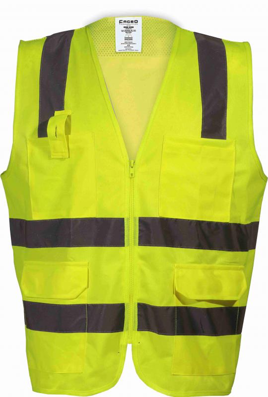 FLUORESCENT VEST - HIGH VISIBILITY VEST WITH ZIPPER AND POCKETS